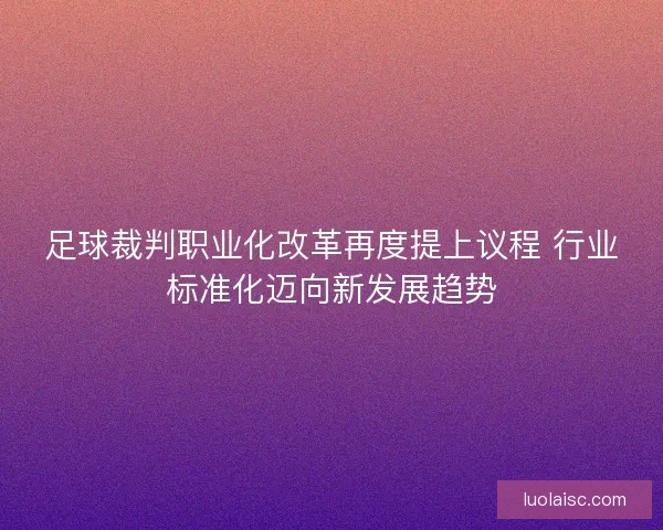 足球裁判职业化改革再度提上议程 行业标准化迈向新发展趋势