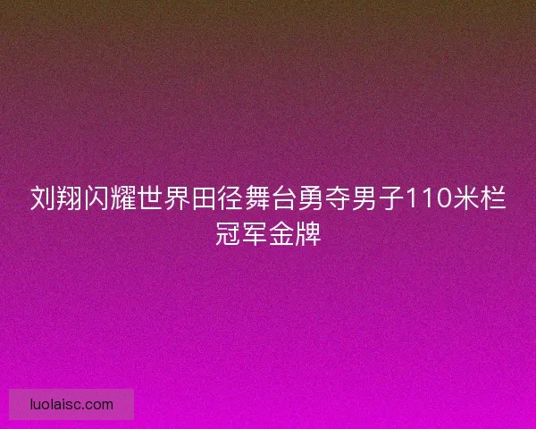 刘翔闪耀世界田径舞台勇夺男子110米栏冠军金牌